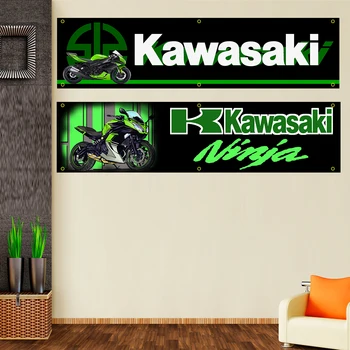 JohninBanner 60*240 Kawasakis Motocicleta Poliester Imprimate Banner Decor Interior Tapiterie Pavilion
