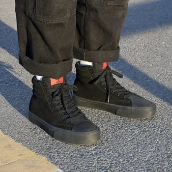 Joiints Negru de Înaltă top Adidasi pentru Barbati de piele de Căprioară Pantofi de Skateboarding Confortabil Casual, Tenis de Vulcanizat, Pantofi de Moda de Stradă