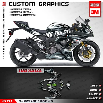KUNGFU GRAFICĂ Motocicleta Sport Decor Sticker Kit pentru Kawasaki Ninja ZX-6R 636 ZX6R 2013 2014 2015 2016 2017 2018, Personalizabil