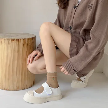 Kawaii Moale Harajuku Stil Coreean Toamna Broderie Ciorapi De Bumbac Sosete Pentru Femei Șosete Scurte Stil Japonez Șosete