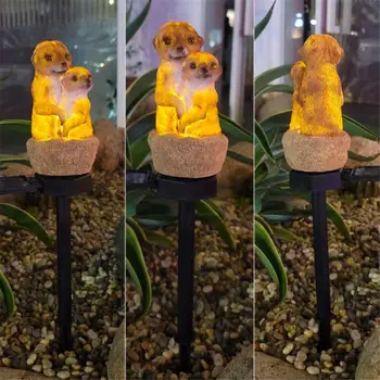 Lampă Solară De Rășină De Animale Decor Impermeabil Meerkat Vreme De Rezistenta Pentru Gradina Curte Gazon De Grădină În Aer Liber De Decorare Lampa