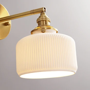 Lampă ceramică Nordic Perete LED Corpuri de iluminat Trage în Lanț Întrerupător E14 Cupru lumini Moderne de Lângă Lampă Tranșee Iluminat Acasă Wandlamp