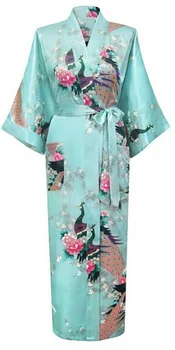 Light blue pentru Femei de Moda a lui Păun Mult Kimono-Halat de Baie camasa de noapte, Halat Yukata Halat de baie Pijamale Cu Centura S M L XL XXL XXXL