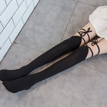 Lolita Cross-tie-Peste-genunchi Șosete Sexy Tub Lung Jk Uniformă Șosete Vițel de sex Feminin Japonez de Mijloc și de Înaltă Tub Drăguț Ciorapi de Femeie
