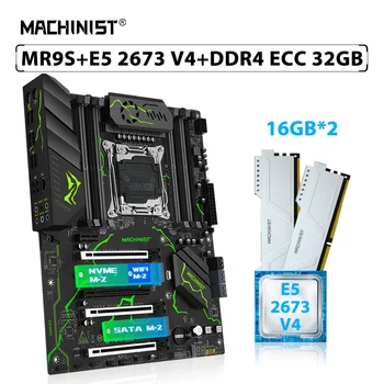 MAȘINIST X99 MR9S Placa de baza Stabilit LGA 2011-3 Kit Xeon E5 2673 V4 Procesor CPU 32GB=2 buc*16GB DDR4 ECC Memorie RAM Combo SSD M. 2