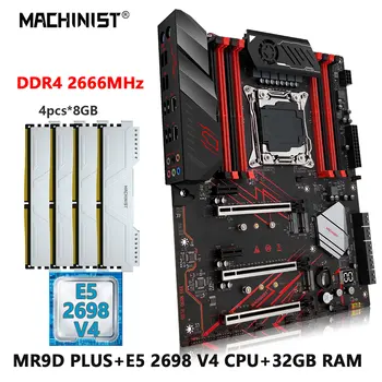MAȘINIST X99 Xeon Kit Placa de baza LGA 2011-3 Set E5 2698 V4 CPU Procesor DDR4 4*8GB Memorie RAM NVME M. 2 SSD, usb3.0 ATX MR9D