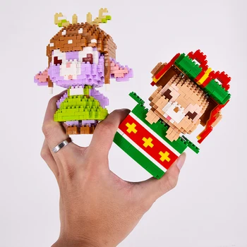 MOC Mini Animale de Iepure Urs Blocuri Cadou de Crăciun Anime Diamant Micro Caramida Jucarii Pentru Copii cadouri