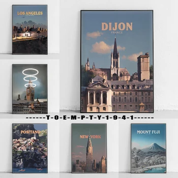 Marile Orașe De Călătorie Poster Canvas Printuri Moderne Marele Oraș New York Dijon Los Angeles Arta De Perete Decor Călătoresc Estetice De Decorare