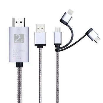Micro-USB de TIP C pentru HDMI 3 in 1 2K HDTV TV Conector USB Cablu Adaptor pentru Monitor iPhone iPad Android Smartphone