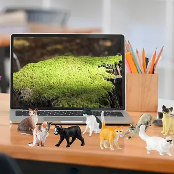 Miniatura Statuie Realist in Miniatura Pisică Câine Figurine Drăguț Pvc Pisoi, Catelus Modele pentru Desktop Mașina Acasă Set de Decorare pentru Copii
