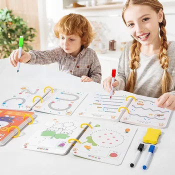 Montessori Pen Control De Instruire Carte Magică Contur Registru De Lucru Reutilizabil Magie Practică Caiet De Copii De Desen, Cărți De Educație