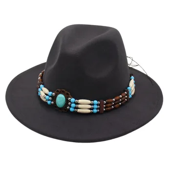 Noi De Iarna Barbati Fierbinte Pălărie De Cowboy Domn Panama Pălărie Jazz Cu Piele Margine Largă Cloche Biserica Sombriro Casual Capac En-Gros