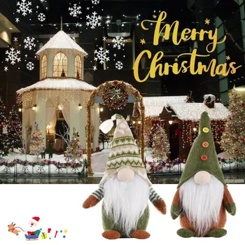 Noi de Crăciun fără Chip de Papusa Verde de Pluș Gnome Elf Papusa Rudolph Ornament Casa Decor de Crăciun Xmas Cadouri de Anul Nou pentru Copii