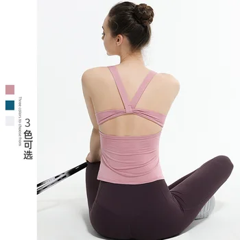 Noua Sexy LULU Sport Yoga Elastic de Funcționare Dans de Fitness cu Piept Perna Rezervor de Top Frumoase Spate Integrat Yoga Dress