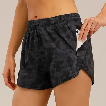 Noul Sport pantaloni Scurți Femei Rapid Anti Mers pe jos de Yoga Vrac Formare de Înaltă Lulu Talie Imprimate Pantaloni