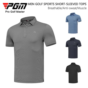 PGM Nou de sex Masculin Scurt-maneca Musculare Topuri Rapid-uscat Casual Tricou de Golf Anti-sudoare Rever tricou Elastic Golf Îmbrăcăminte Sport Jersey