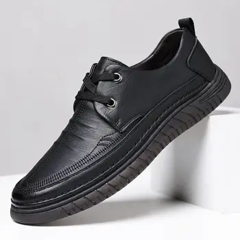Pantofi din piele Barbati Toamna Afaceri Uzura Formale Casual Barbati de culoare Alba Fund Moale Moale Suprafață Largă-Deget de la picior Stil Britanic Pantofi de piele de Căprioară