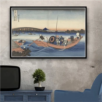 Panza Pictura arta de Perete Imaginile Pentru Camera de zi de Decorare Acasă Postere Si Printuri Kanagawa Vedere la Muntele Katsushika Val