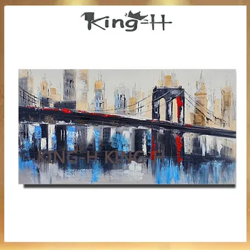 Pintura al óleo de la ciudad de Nueva York pintada o mana de artista de habilidades excelentes ro lienzo Impresión de Puente