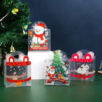 Prăjitură de crăciun Cadou Geanta Clar Bomboane Cutii de Depozitare din Pvc Trasnparent Apple Ambalaj Cutie Crăciun Fericit Decor Pentru Acasă 1buc