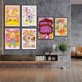 Psihedelice Florale Poster, Arta Pop, Spiritual Print, Floral Art Print, Florale Arta de Perete Decor, Vintage anii 1970 Artă, Idei de Cadouri