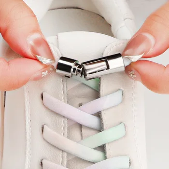 Runda Încuietori Metalice Elastice Rainbow Dantele Pentru Adidași Colorate Gradient Nu-Și Lege Șireturile Bărbați Femei Pantofi Sport Leneș Accesorii
