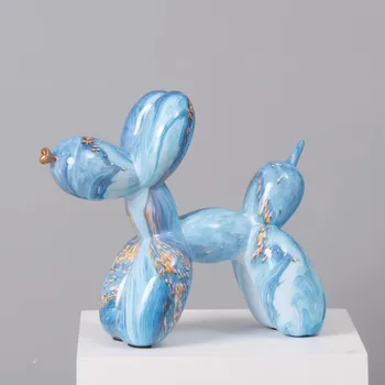 Rășină Colorate Pictura Balon Câine Sculptura Arta Graffiti Meserii Animale Statuie Nordic Figurine pentru Interior Decor Acasă