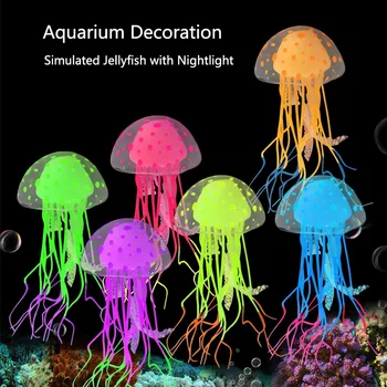 Silicon Moale Înot Stralucitoare Efect Meduze Decor Acvariu Rezervor De Pește Underwater Live Planta Luminos Decor Acvatic Ornament