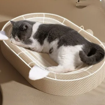 Sisal Frânghie Confortabil Carton Habitate Pisica De Mare Zero Bord Respirabil, Lavabil Pisici Cuib Acasă Areneros Para Gato Consumabile Pentru Animale De Companie