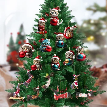 Super Drăguț De Crăciun Pisoi, Catelus Ornamente De Pom De Crăciun Decorare Interior Masina Pandantiv Petrecere Festiv Consumabile Cadouri De Anul Nou