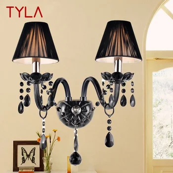 TYLA Stil European de Cristal Lampă de Perete Lumanare Neagra Lampa de Lux Living Restaurant Bedroom Villa Hotel Inginerie