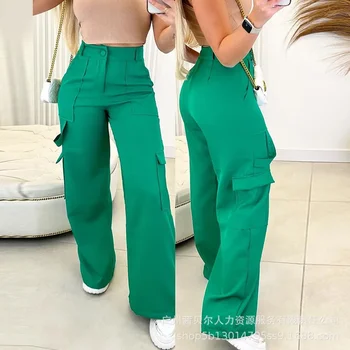Talie Mare Buzunar De Proiectare Pantaloni De Vară De Înaltă Talie Strânse Femei Pantaloni Lungi Buton Slim Fit Nou 2023 Y2k Codrin