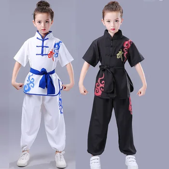 Tradițională Chineză Wushu Costum pentru Băieți și Fete Copil Tai Chi kung fu Uniforme Scurt Maneca Lunga, Costume de Arte Marțiale Tinuta