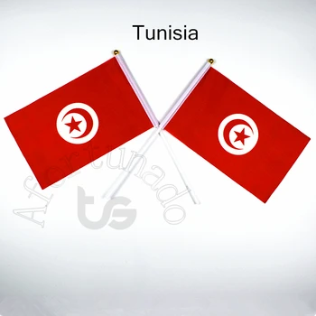 Tunisia Banner pavilion 14*21cm mână fluturând drapelul Național Decorațiuni interioare pavilion banner