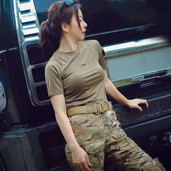 Uscare rapidă tactice T-shirt uniformă de formare jacheta femei exterior respirabil fitness T-shirt fani militare