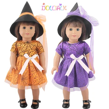 Violet Portocaliu Cosplay Papusa Haine de Festival Costum Wizard fusta+Pălărie de Vrăjitor Tinuta Pentru 18 InchAmerican&OG Fata Papusa pentru Copii Cadouri