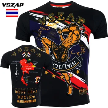 Vszap Box Tricou Lupta MMA T-Shirt pentru Bărbați Muay Thai Rashguard Jersey Negru Respirabil Sală de Fitness BJJ Jiujitsu Kickboxing Sus