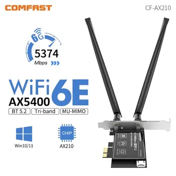 WiFi 6E AX210 5374Mbps Tri Band 2.4 G/5G/6Ghz Wireless Adaptador PCIE Adaptor Bluetooth 5.2 Rețea WiFi Card Pentru PC Win 10/11