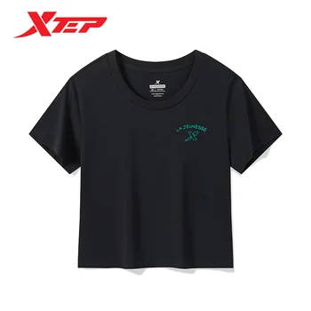 Xtep Maneci Scurte Tricotate Tricou Pentru Femei de Vară 2024 Confortabil tricou Femei Usoare Sportiv în aer liber Topuri 876228010065