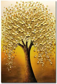 Y floare de Aur copac copac Norocos pictura pe panza pictura in ulei 3D de imprimare pe canvas Abstracte de artă de perete decor abstract poster