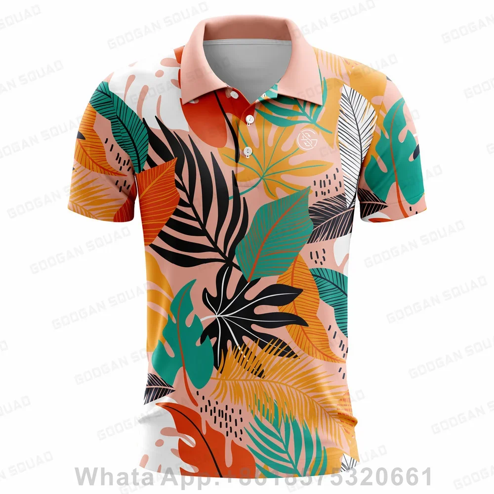 Oameni Noi Vara Golf Polo Shirt Florale Ocazionale De Imprimare De Moda Topuri Cu Maneci Scurte T-Shirt Iute Uscat Respirabil Polos Cămașă Îmbrăcăminte Imagine 4