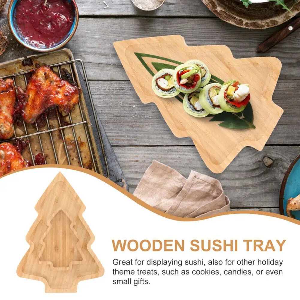 Noi de Craciun Placa Tava Copac Aperitiv Platou de Sushi, Sashimi care Servește Mâncăruri din Lemn Gustare Vasul cu Bomboane Desert în Formă de Salată O3M0 Imagine 1