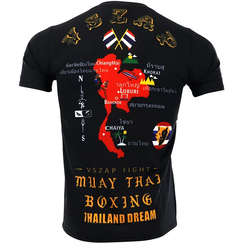 Vszap Box Tricou Lupta MMA T-Shirt pentru Bărbați Muay Thai Rashguard Jersey Negru Respirabil Sală de Fitness BJJ Jiujitsu Kickboxing Sus Imagine 3