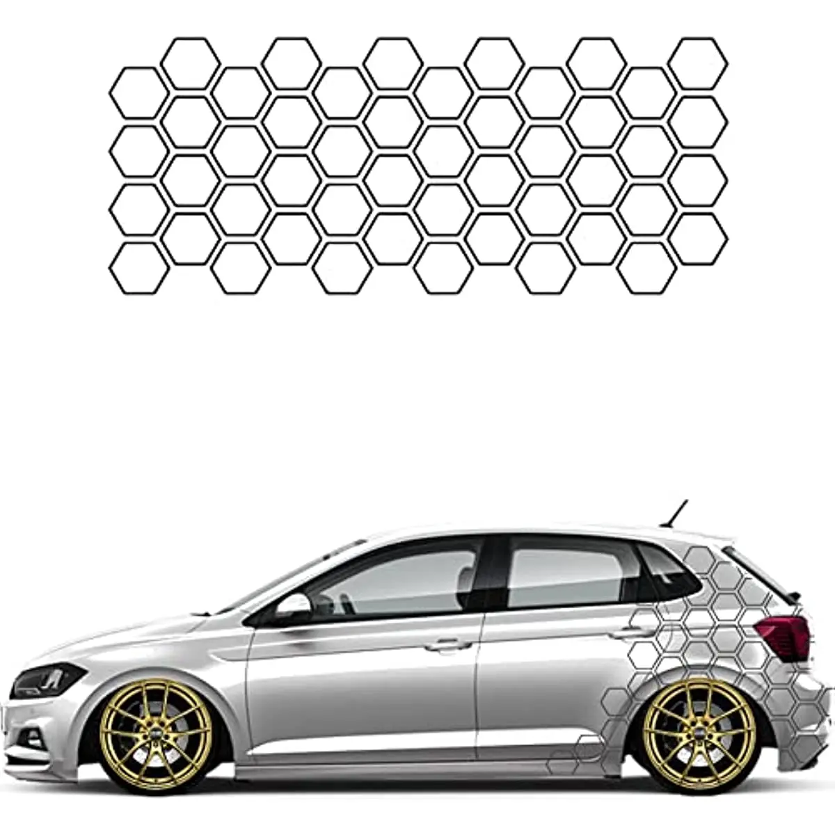 Fagure de miere Hexagon Model de Vinil Portiera Laterală Decalcomanii Autocolante Decoratiuni Decal pentru Dimensiune Universală, Mașină Livrea (Negru) Imagine 0
