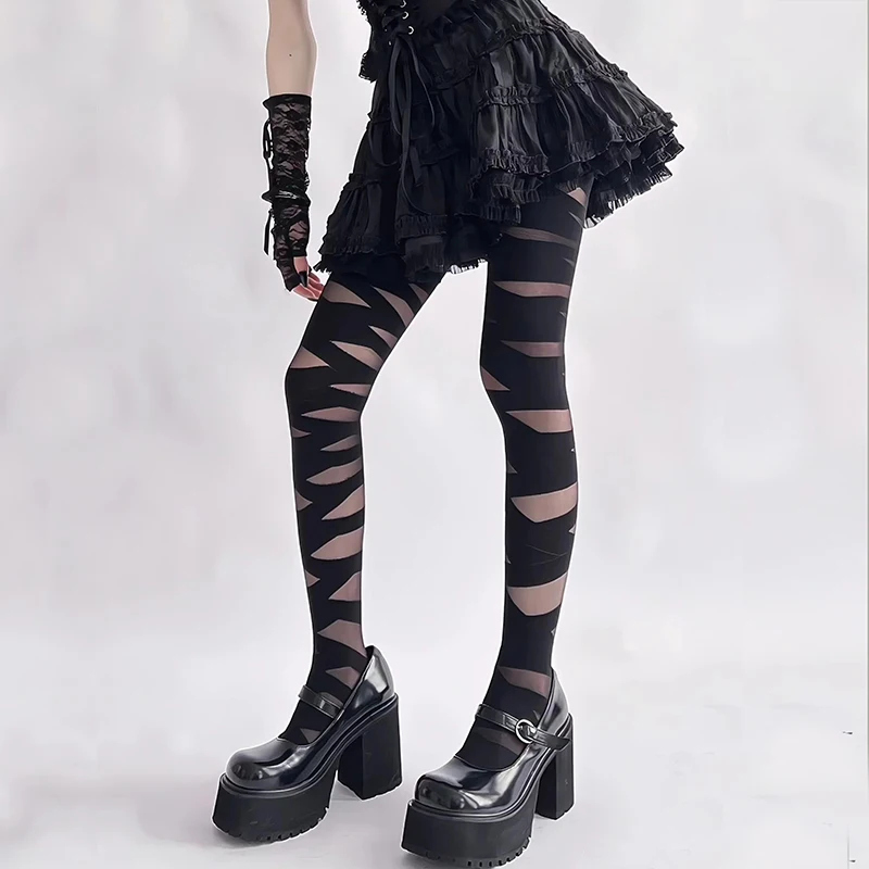 JK Lolita Coapsa Inalta Ciorapi Dresuri Femei Y2k Fete Bandaj cu Dungi Chilot Femei Dresuri Lenjerie Sexy Ciorapi de Nailon Strans Imagine 0