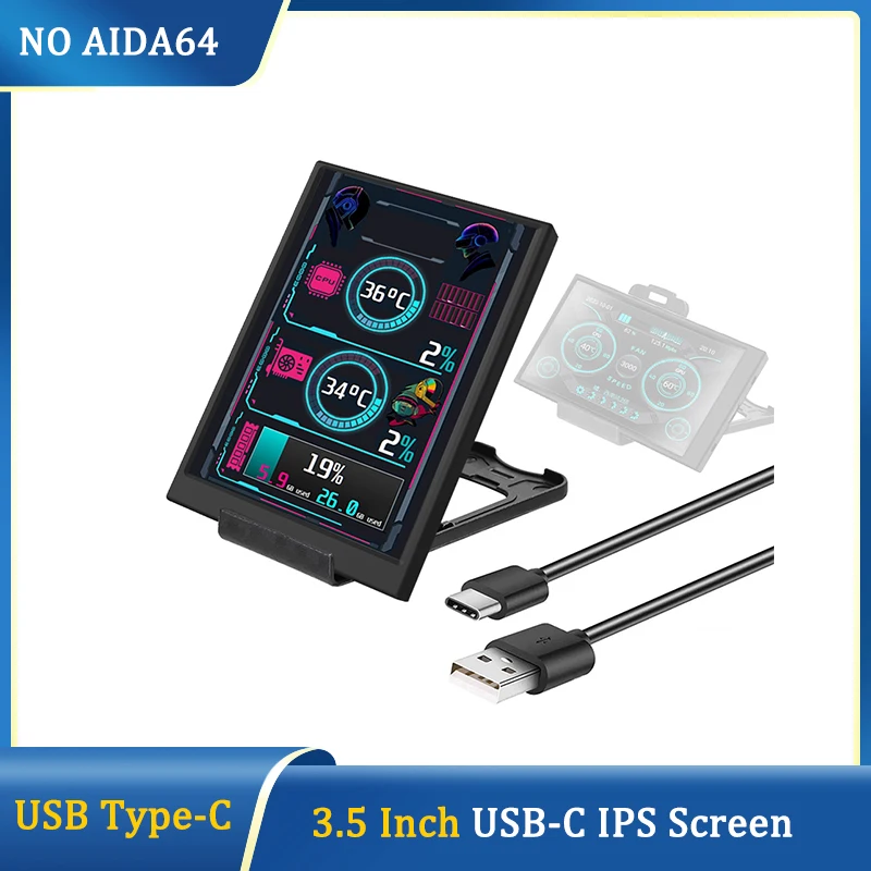 3.5 Inch IPS Tip-C Secundar Ecran de Calculator Mini-USB Display CPU GPU RAM HDD Monitor Nu Folosi AIDA64 Imagine 0