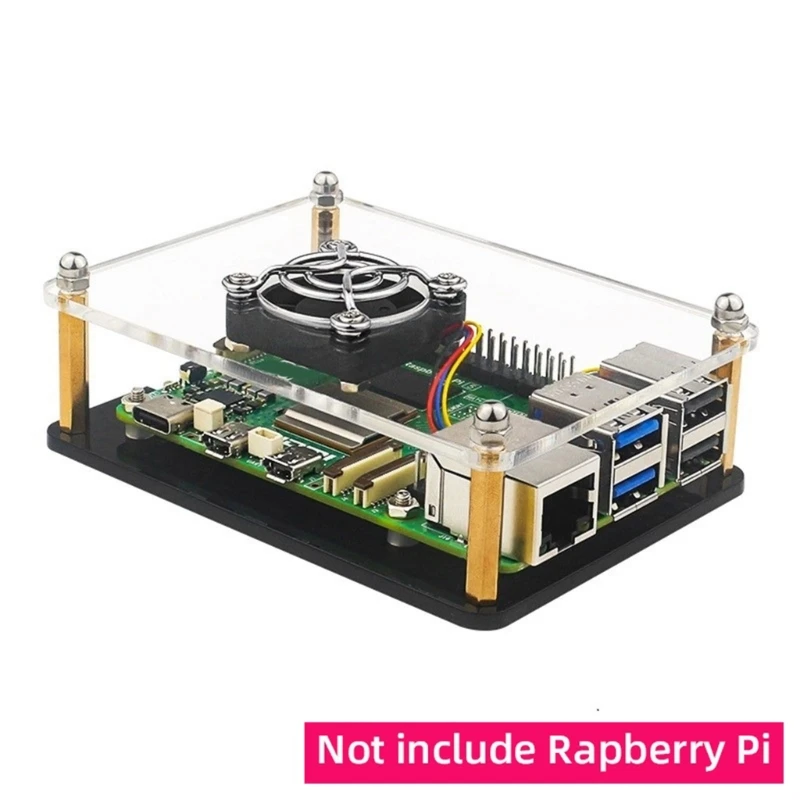 Clar Acrilic Caz pentru RaspberryPi5 Bord Capacul Protector de Calculator Placa de baza Display cu Ventilator de Răcire Caz pentru Rpi 5 Imagine 2