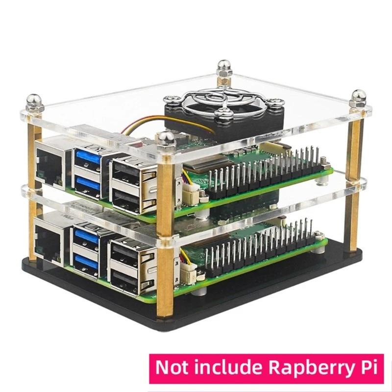 Clar Acrilic Caz pentru RaspberryPi5 Bord Capacul Protector de Calculator Placa de baza Display cu Ventilator de Răcire Caz pentru Rpi 5 Imagine 3