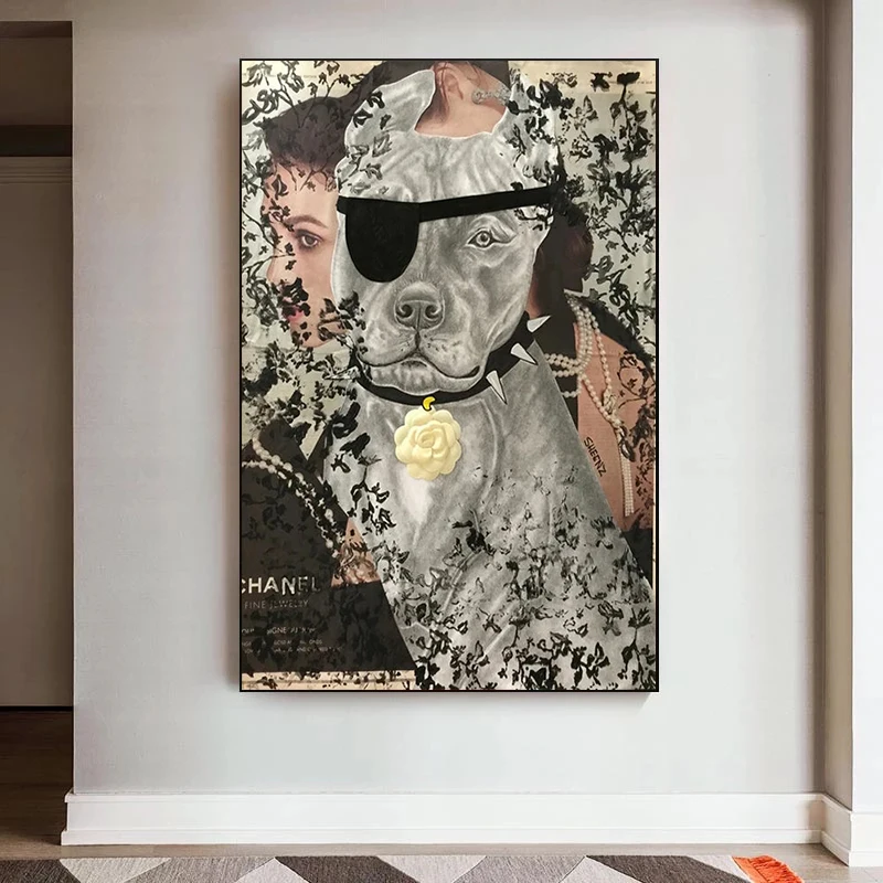 Bulldog francez de Animale Interesante de Artă Postere si Printuri Panza Pictura Câine Minunat Tablou pentru sufragerie Decor Acasă Cuadros Imagine 0