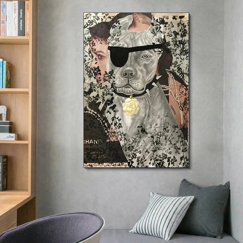 Bulldog francez de Animale Interesante de Artă Postere si Printuri Panza Pictura Câine Minunat Tablou pentru sufragerie Decor Acasă Cuadros Imagine 2